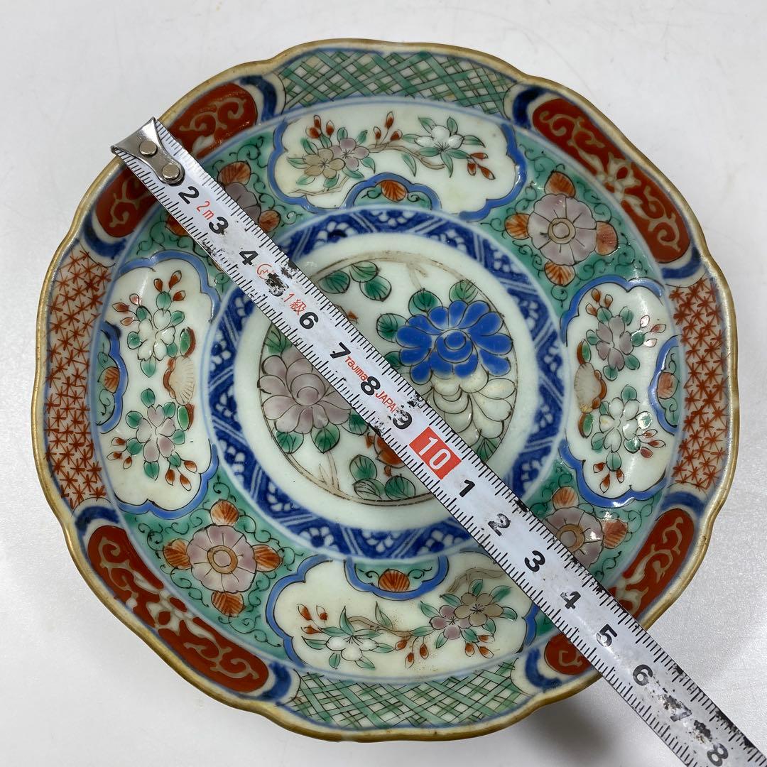 古伊万里　上手赤絵中皿10枚　幅約15.5㎝　東Y7-0312☆2Fトヒコ