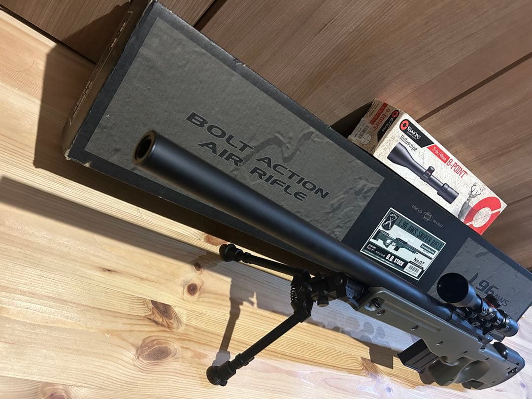 東京マルイ L96 AWS ODストック 実銃用ライフルスコープ+バイポッド