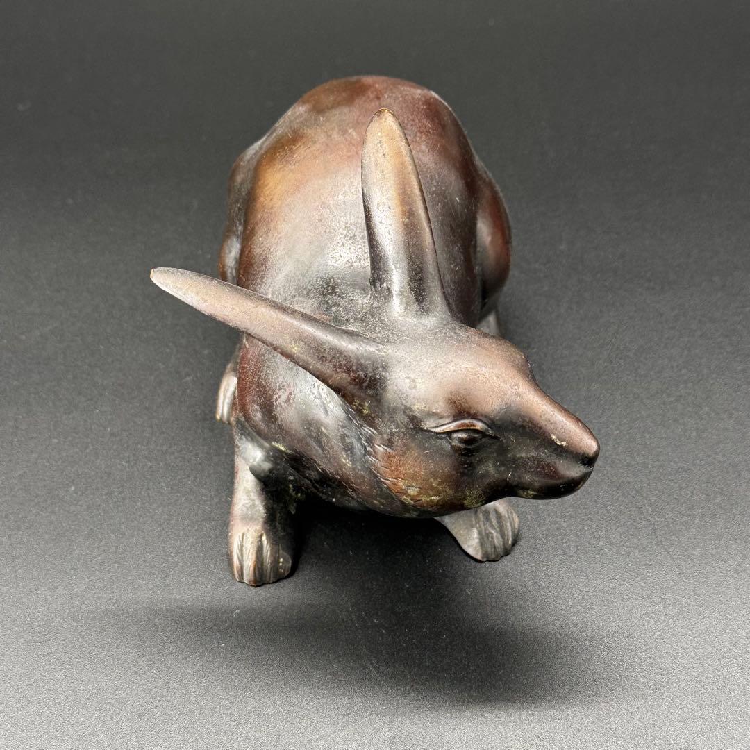 古銅　うさぎ　置物