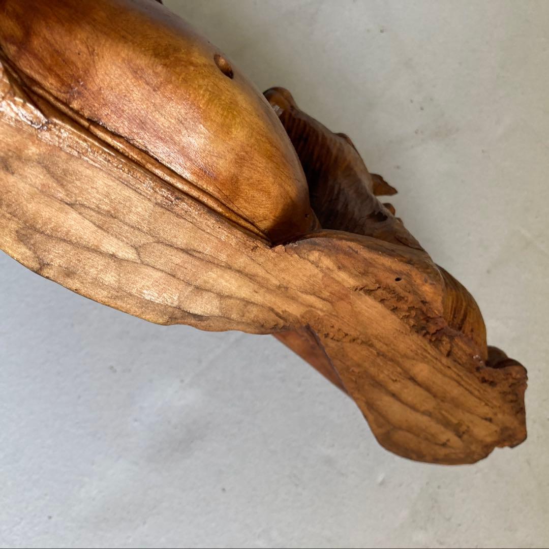 一刀彫 寿老人 鹿　玄鹿寿老人　福禄寿 鹿仙人