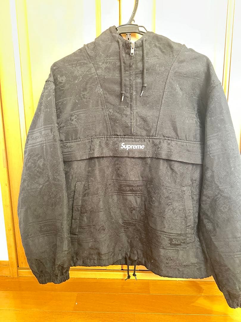 Supreme ブラック プルオーバージャケット
