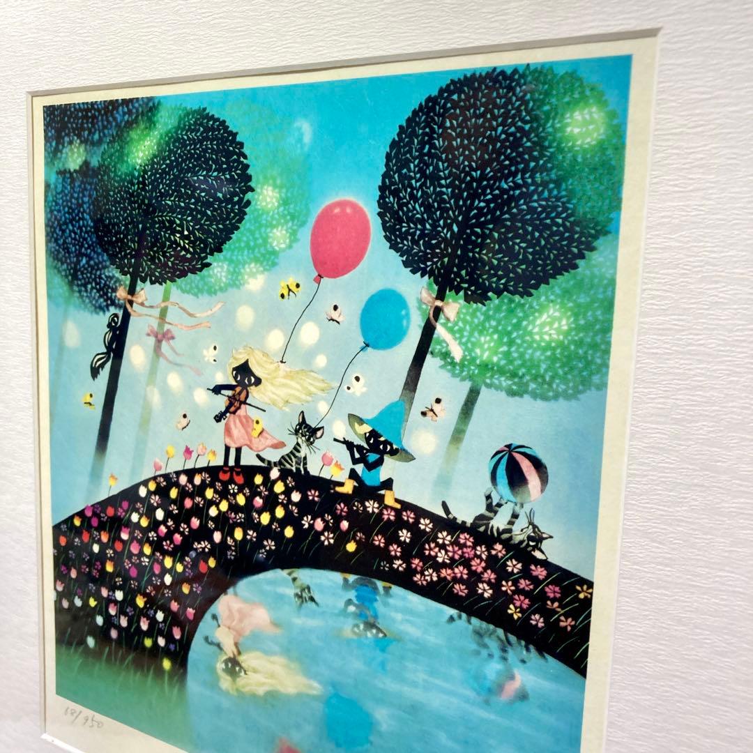 【美品✨】藤城清治「春のデュエット」レフグラフ 直筆サイン入 版画 68/950