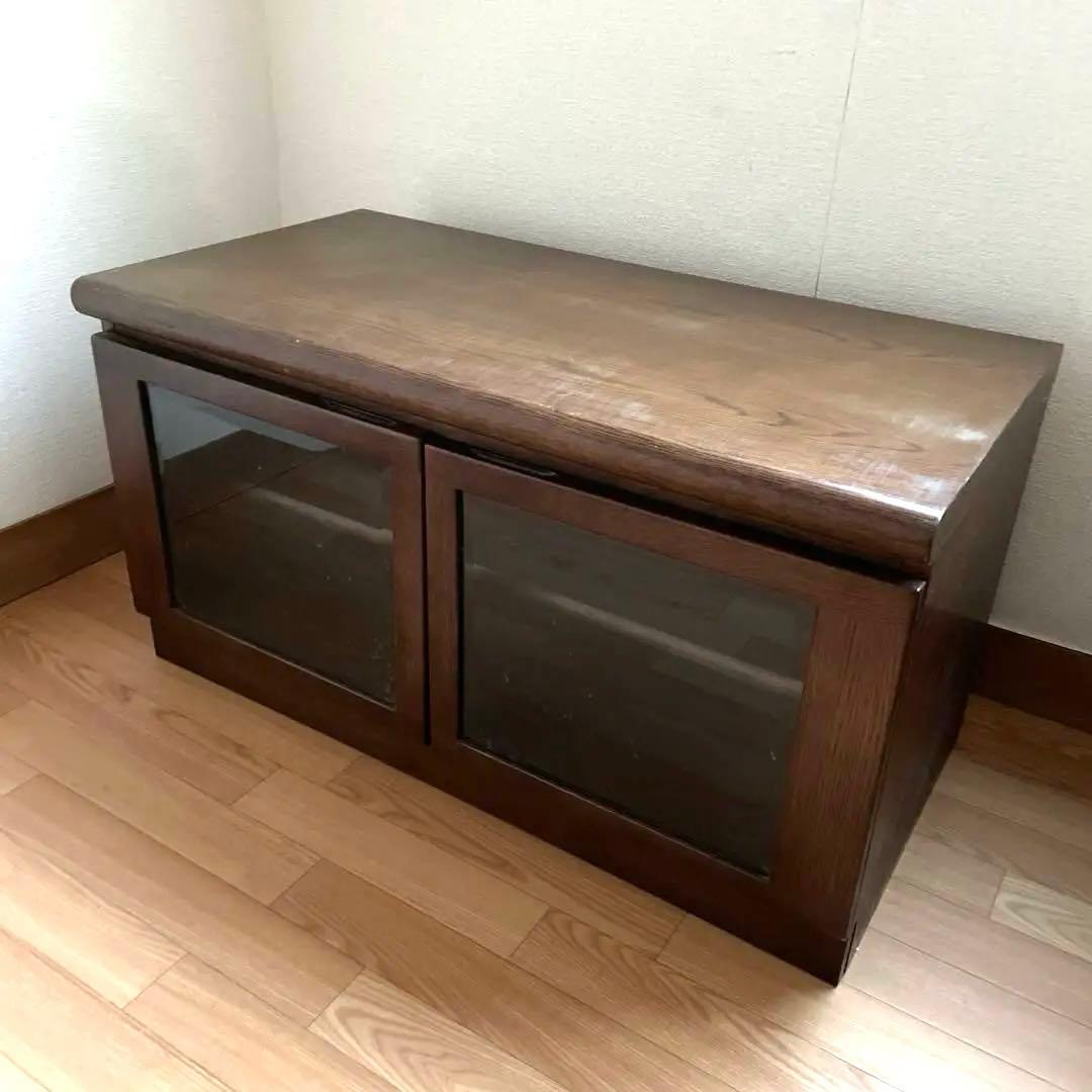 4/5迄　 カリモク　キャビネット　木製　キャビネット ガラス扉付　テレビ台　茶