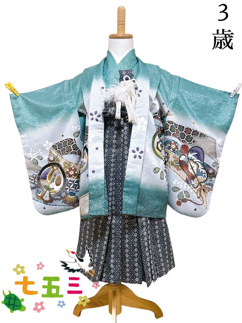 【専用出品】3歳から4歳♡七五三　男の子　フルセット　一式　緑　小さめ　鷹