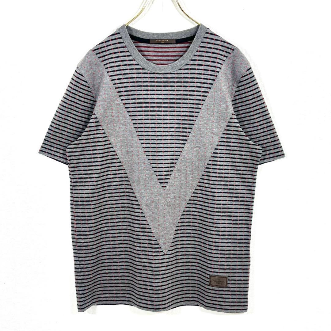 かっぱちゃん LV ルイヴィトン ガストンVボーダーTシャツ \"グレー\"