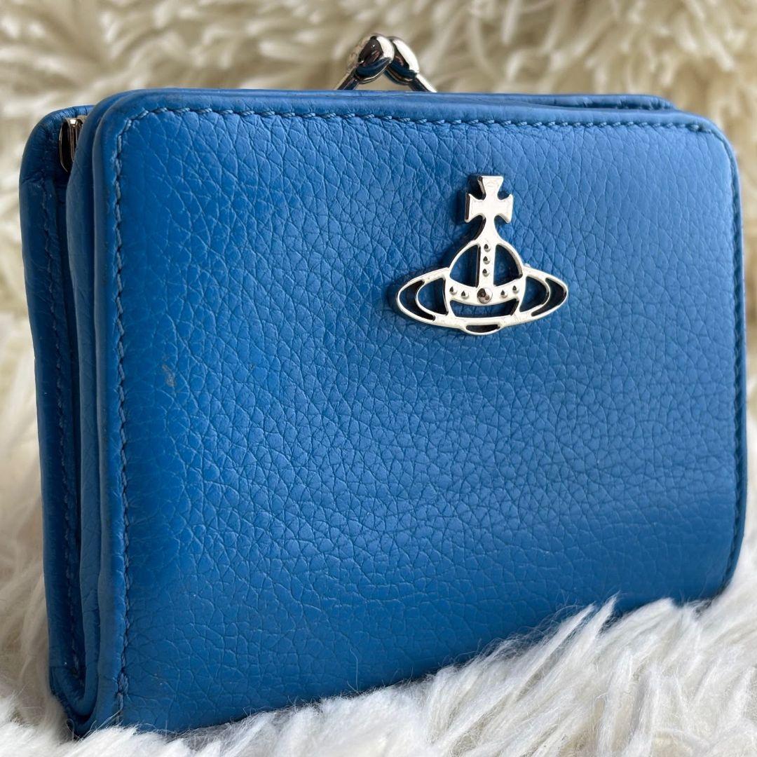 【激レア 美品】ヴィヴィアンウエストウッド　二つ折り財布　がま口　オーブ　ブルー