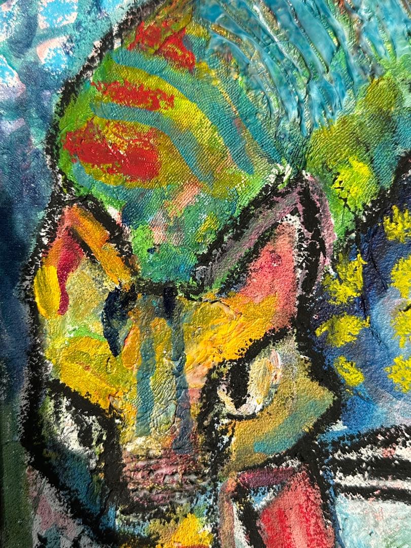 抽象的な猫のパステル画