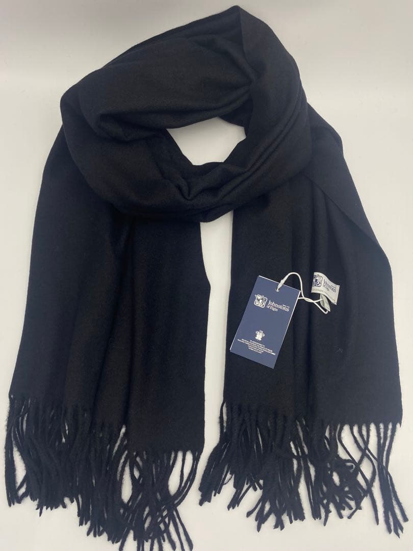 JOHNSTONS ジョンストンズ マフラー 大判ストール　スカーフ　ブラック