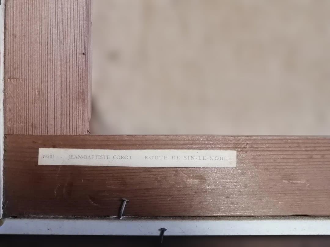 複製画　ヴィンテージ　「ジャン＝バティスト・カミーユ・コロー」風景画　額縁付き