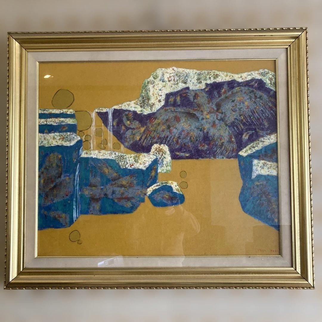 風景画　作:滝洋子 『化石』　【実寸】横100cm ✖️縦84cm✖️ 奥行6cm