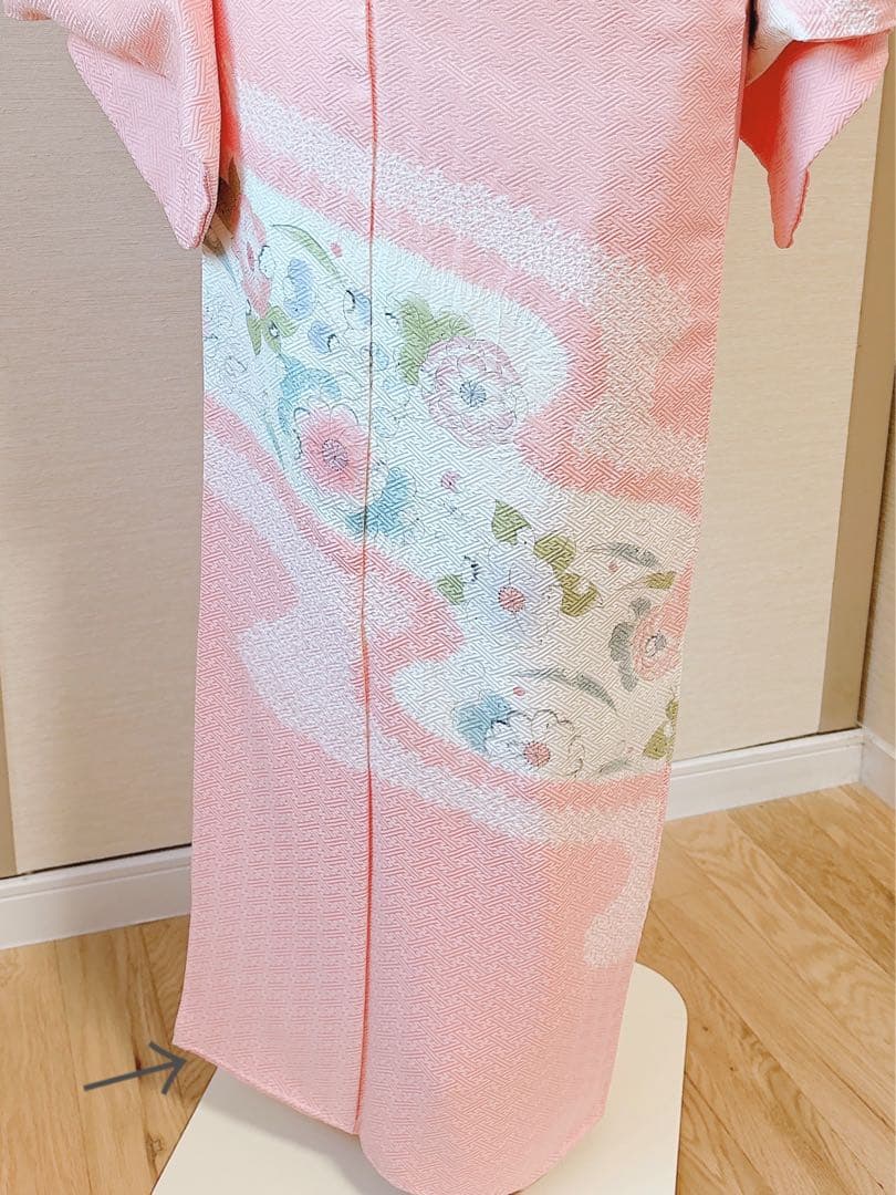 20日まで　訪問着　フルセット　辻が花　裄66 卒業式入学式M L 袋帯　ピンク