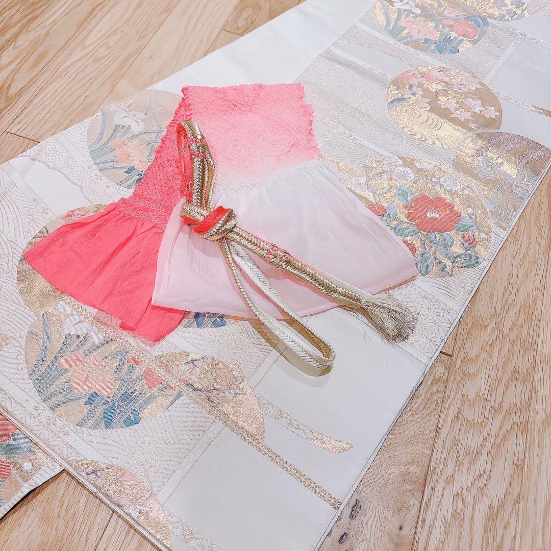 20日まで　訪問着　フルセット　辻が花　裄66 卒業式入学式M L 袋帯　ピンク