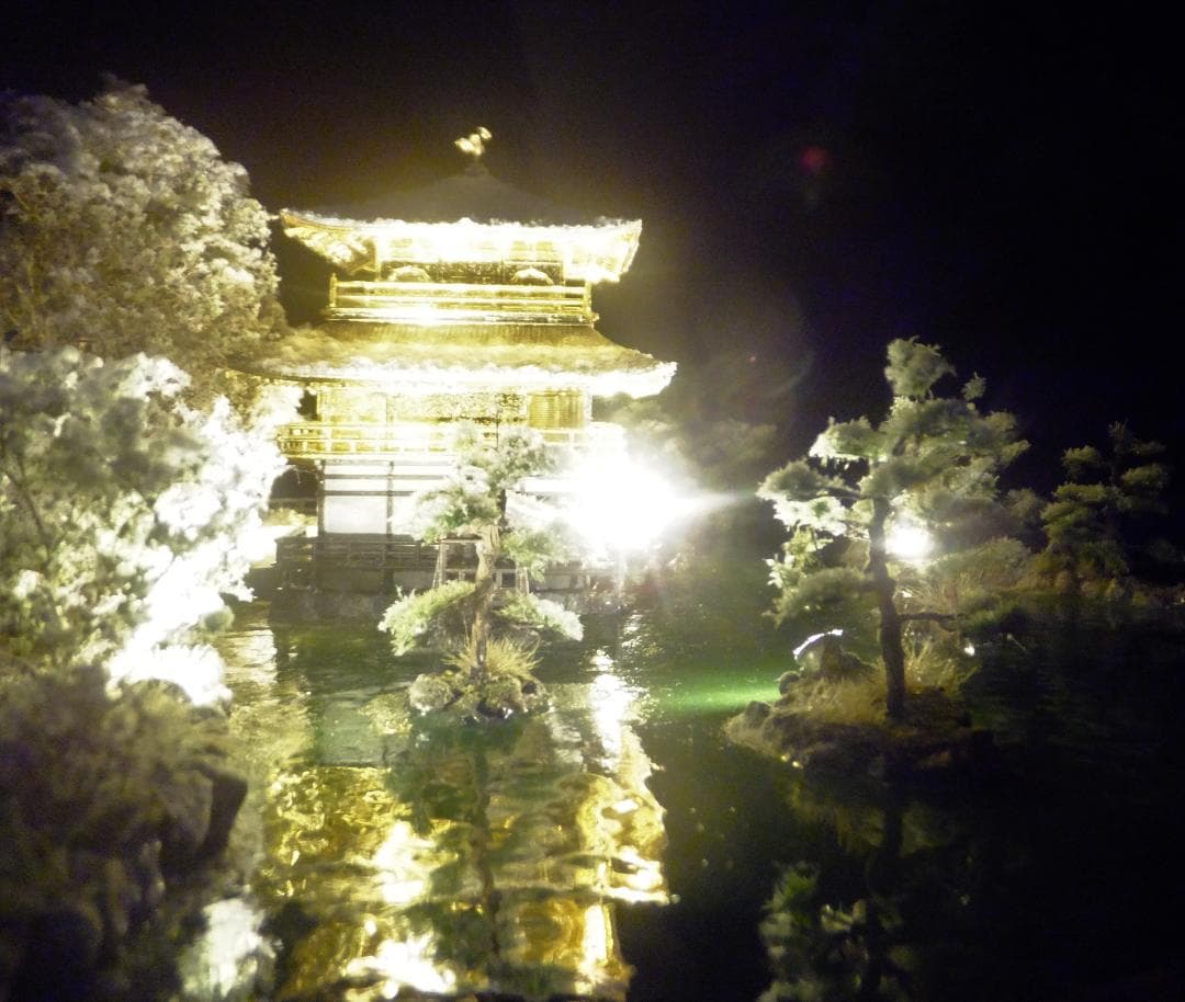 1/150・雪の金閣寺・ジオラマ・完成品・ＬＥＤライトアップ・アクリルケース付