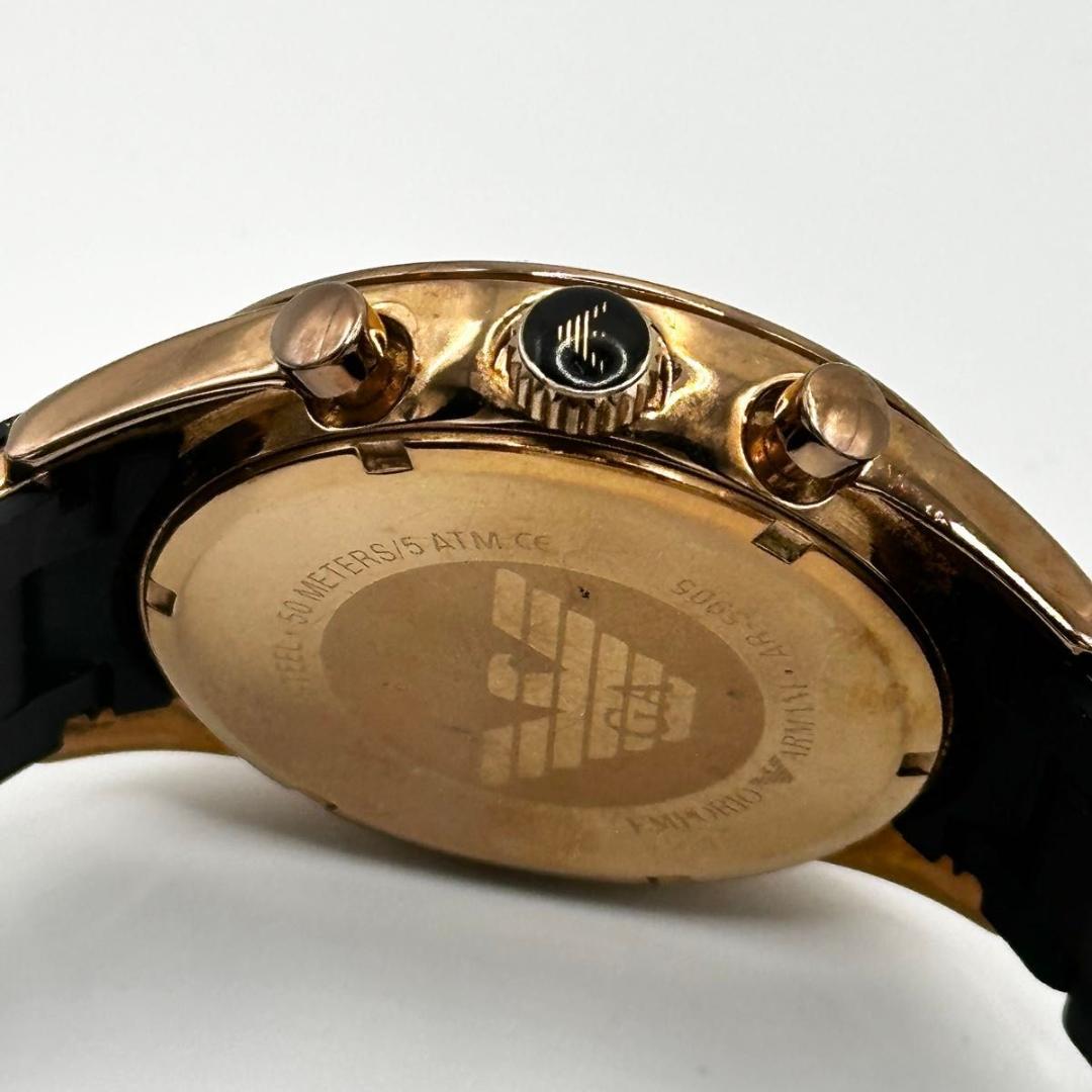 稼動品 新品電池 エンポリオアルマーニ　クロノグラフ メンズ 腕時計 黒 デイト