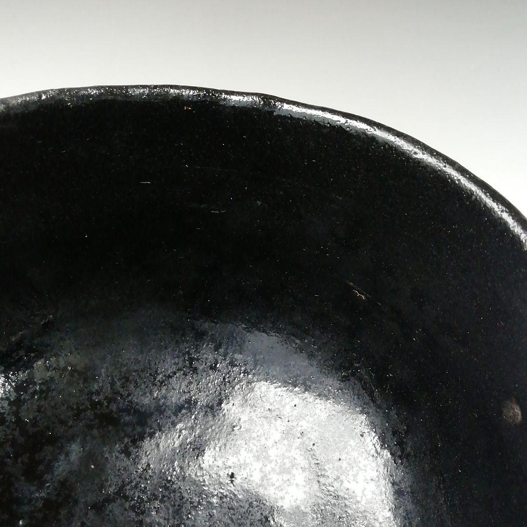 Ｔ１２８　茶碗　『のんこう写　稲妻』『黒茶碗』『佐々木昭楽造』　共箱　茶道具