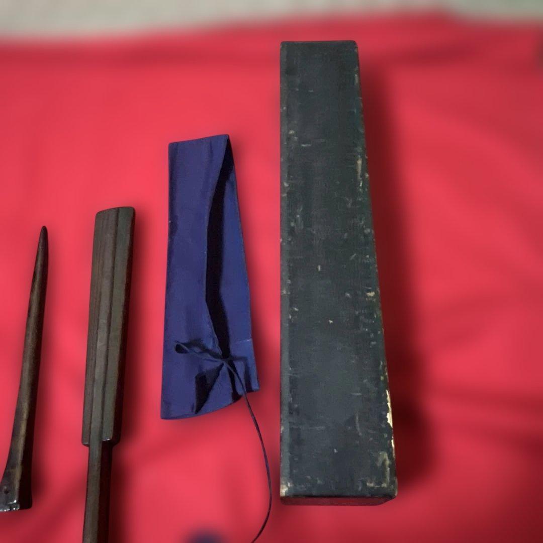 古美術　骨董品　鉄扇木製　時代箱