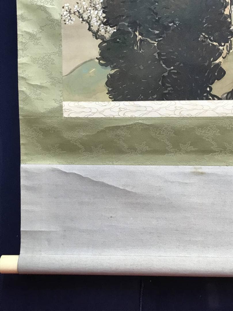 【真作】六峰/山路の梅図/山水図/掛軸/名家伝来/AC-663