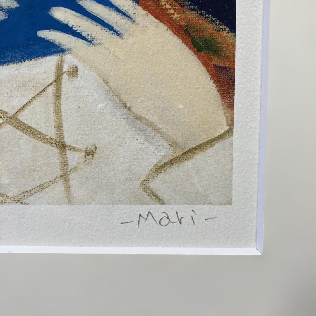 版画　前田麻里「オカリナを吹く少年」