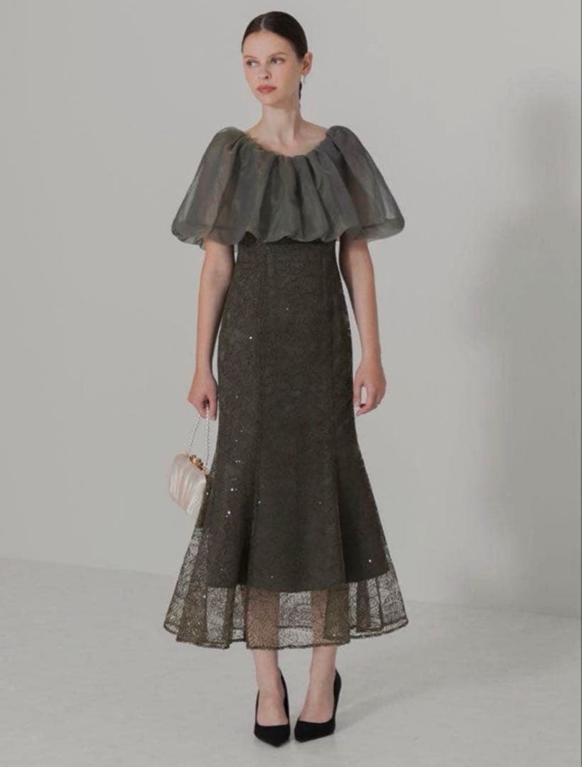 Leja 2WAYオフショルダーパフスリーブワンピースロングドレス 美品 S