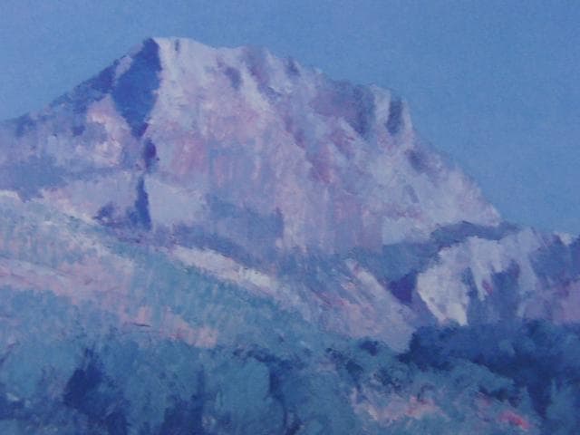 福本章、【サン・ヴィクトワール山】、希少な画集画、新品高級額・額装付