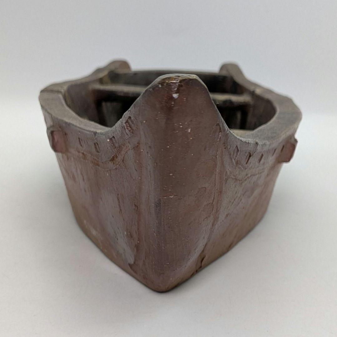 三村陶伯 備前焼 舟型花器 船形水盤 大型花器 フラワーベース 置物 花生 花入