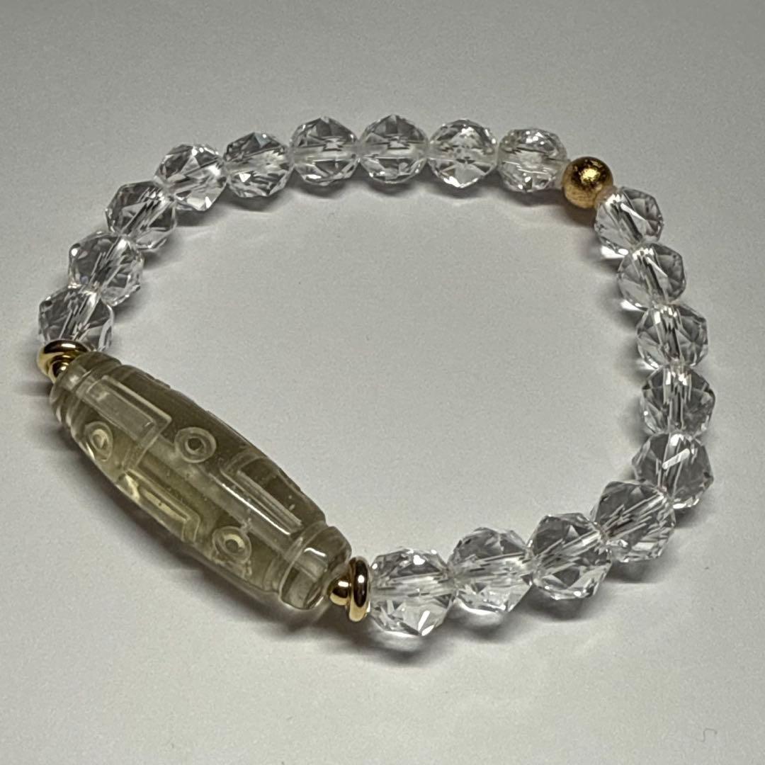 宇宙の叡智と運命の扉を開く｜九眼リビアングラス天珠×ギベオン×水晶ブレスレット