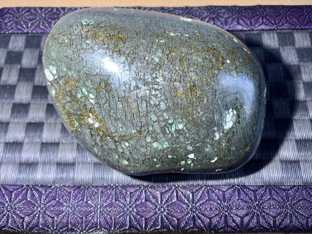 稀少 国産  石川県産 能登銀石 銀文石 銀花石 硫化瑪瑙 磨き石