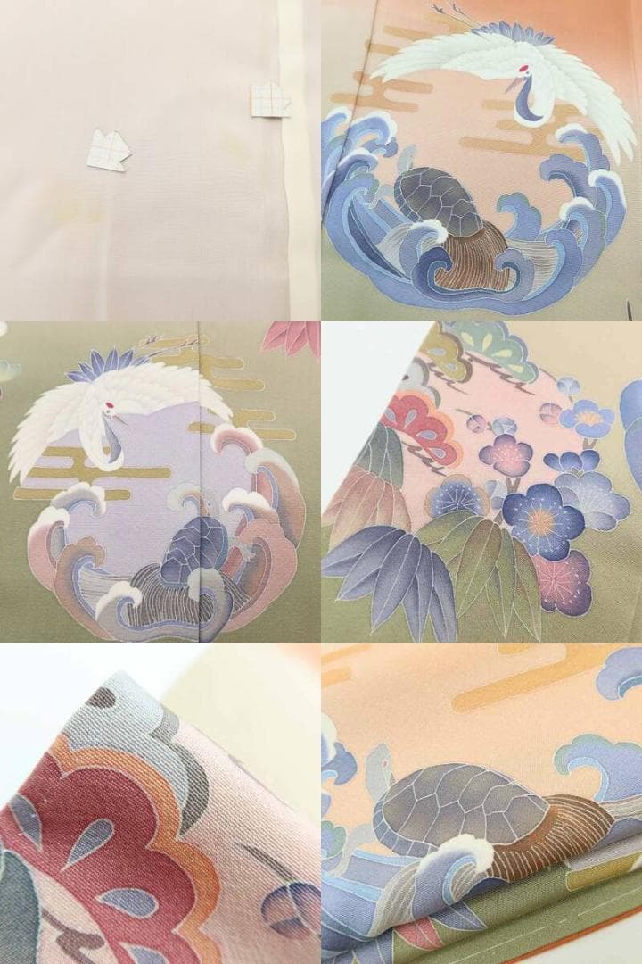 美品 友禅作家 田村哲彦落款 正絹 着物 トールサイズ 色留袖 D-59