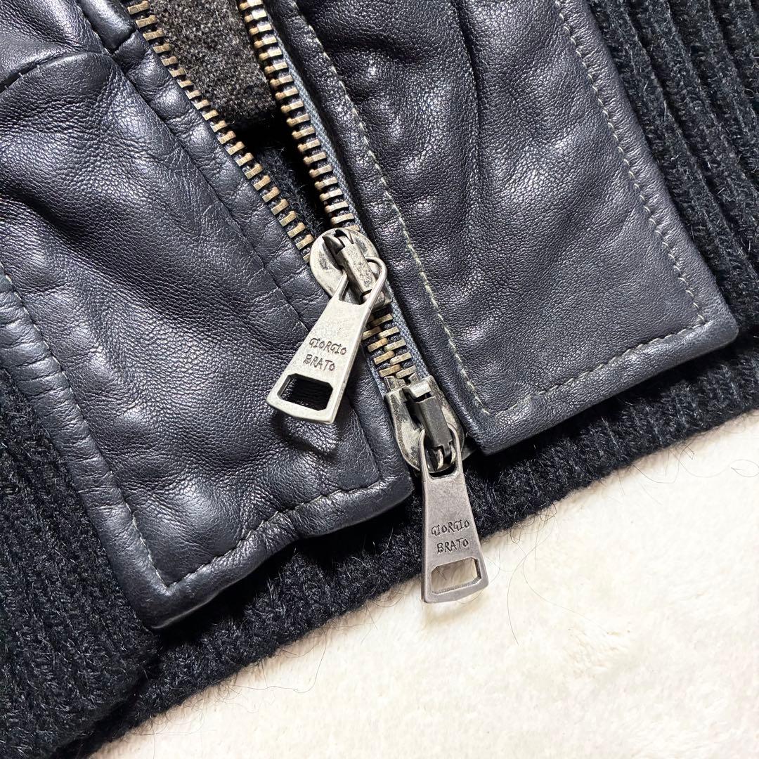 【美品】GIORGIO BRATO☆レザージャケット☆ライダース☆羊革☆墨黒☆