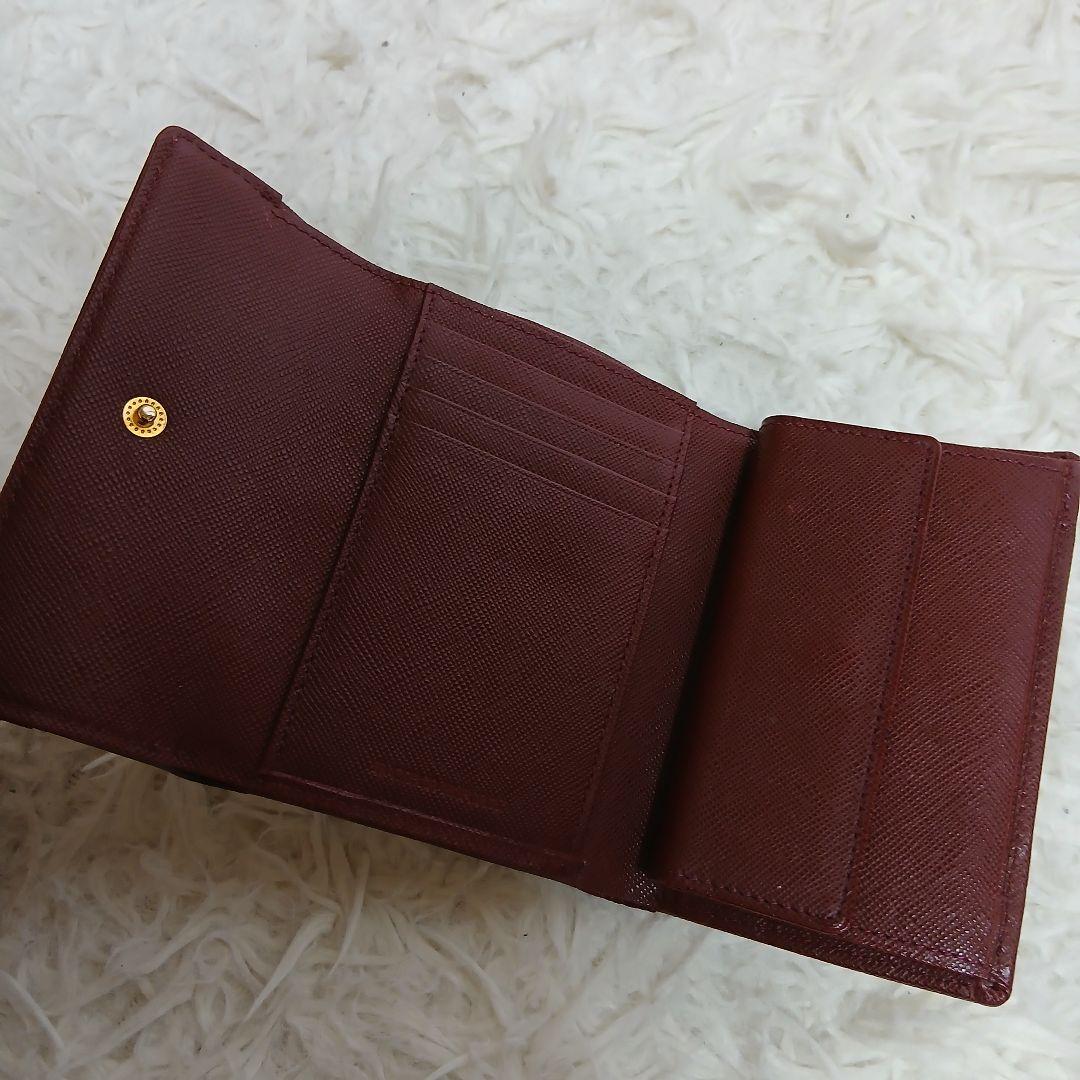 【美品】【BURBERRY】ノバチェック　３つ折り財布　ベージュ　ボルドー