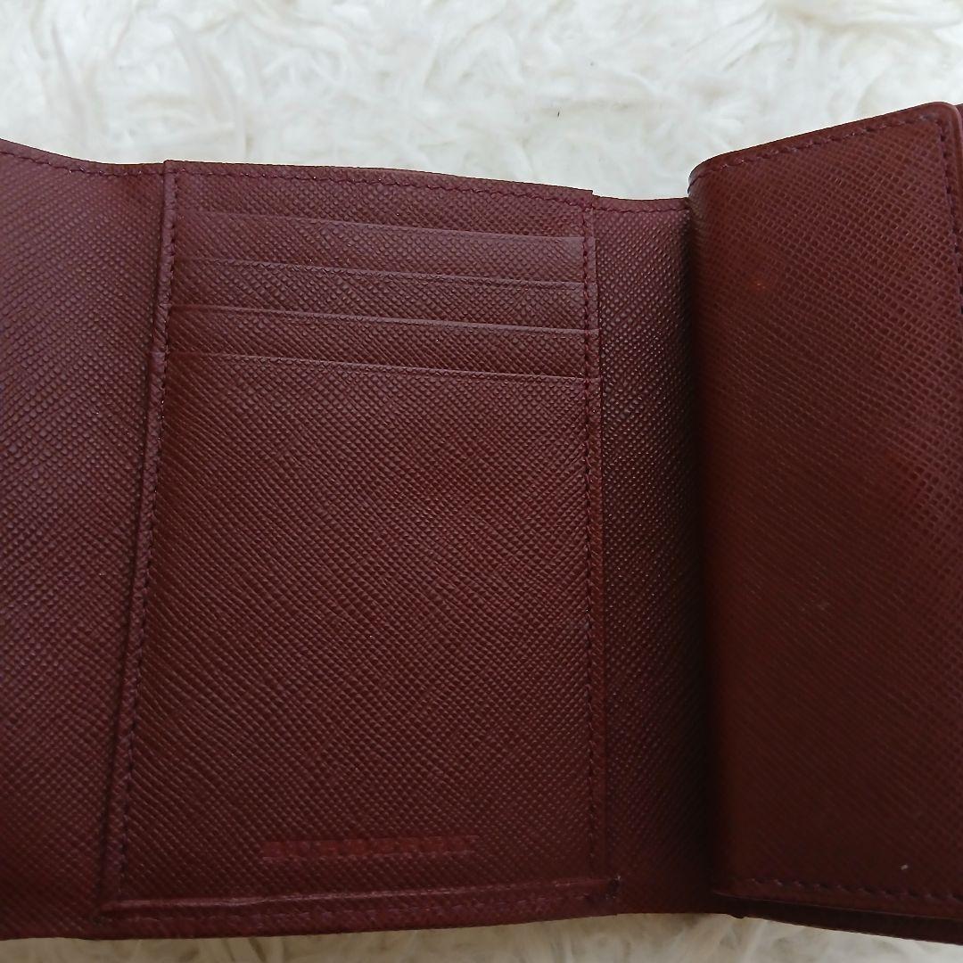 【美品】【BURBERRY】ノバチェック　３つ折り財布　ベージュ　ボルドー
