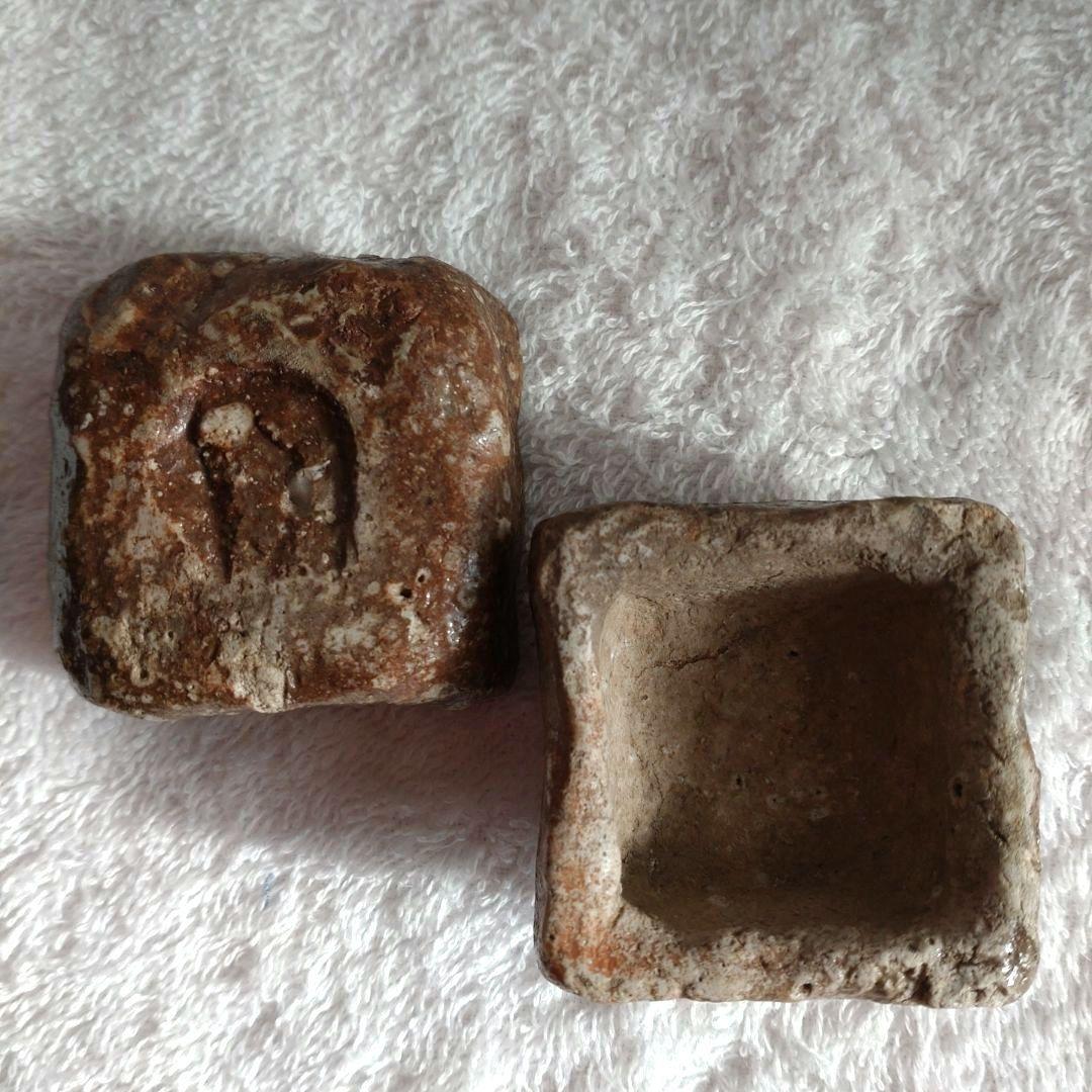 茶道具　香合　辻堂　しがらき焼　時代　共箱