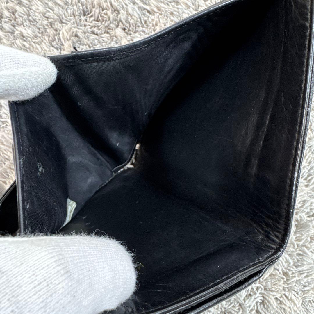 CHANEL シャネル 折り財布 Wホック ココマーク キャビアスキン