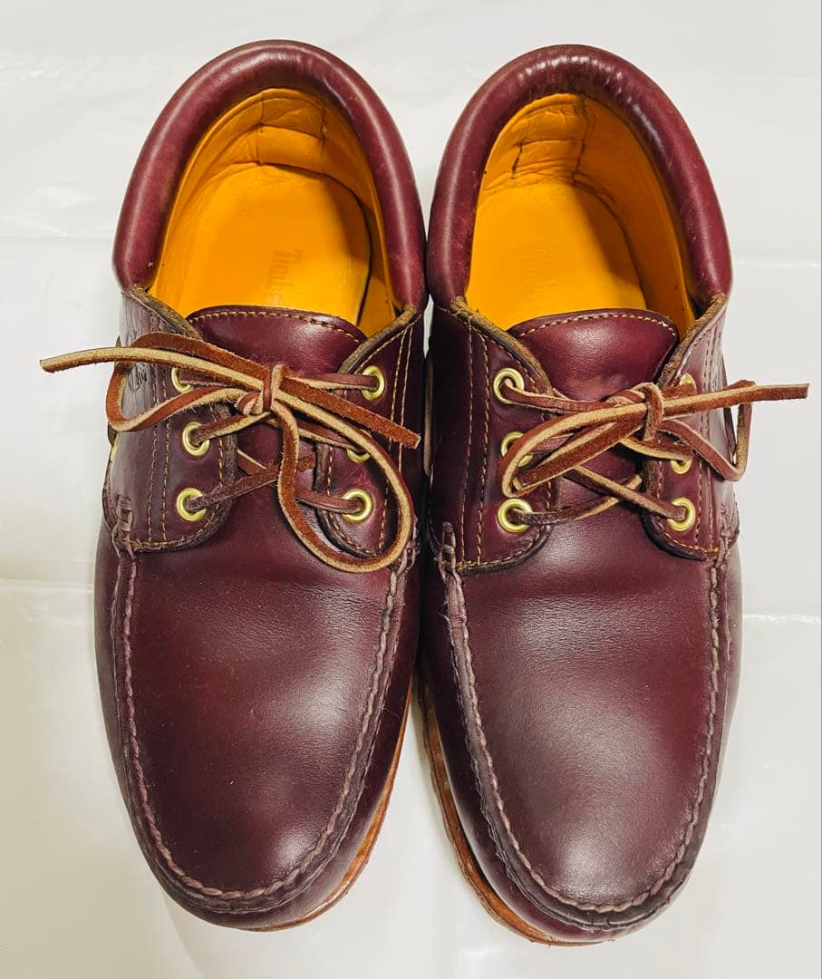 ティンバーランド バーガンディ レザー モカシン デッキシューズ26.5㎝
