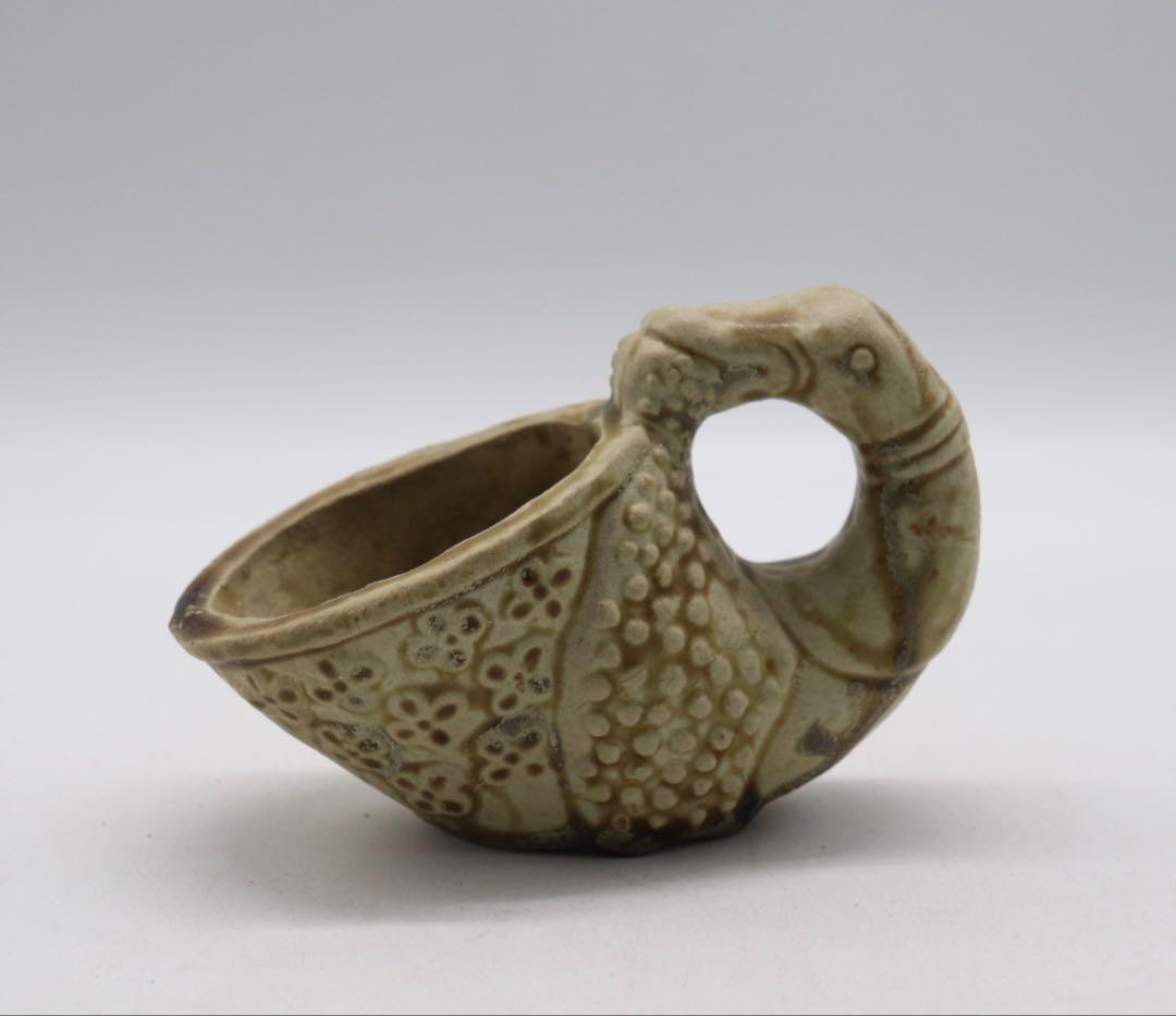 中国　青磁　鴨　陶器　送料込み250212