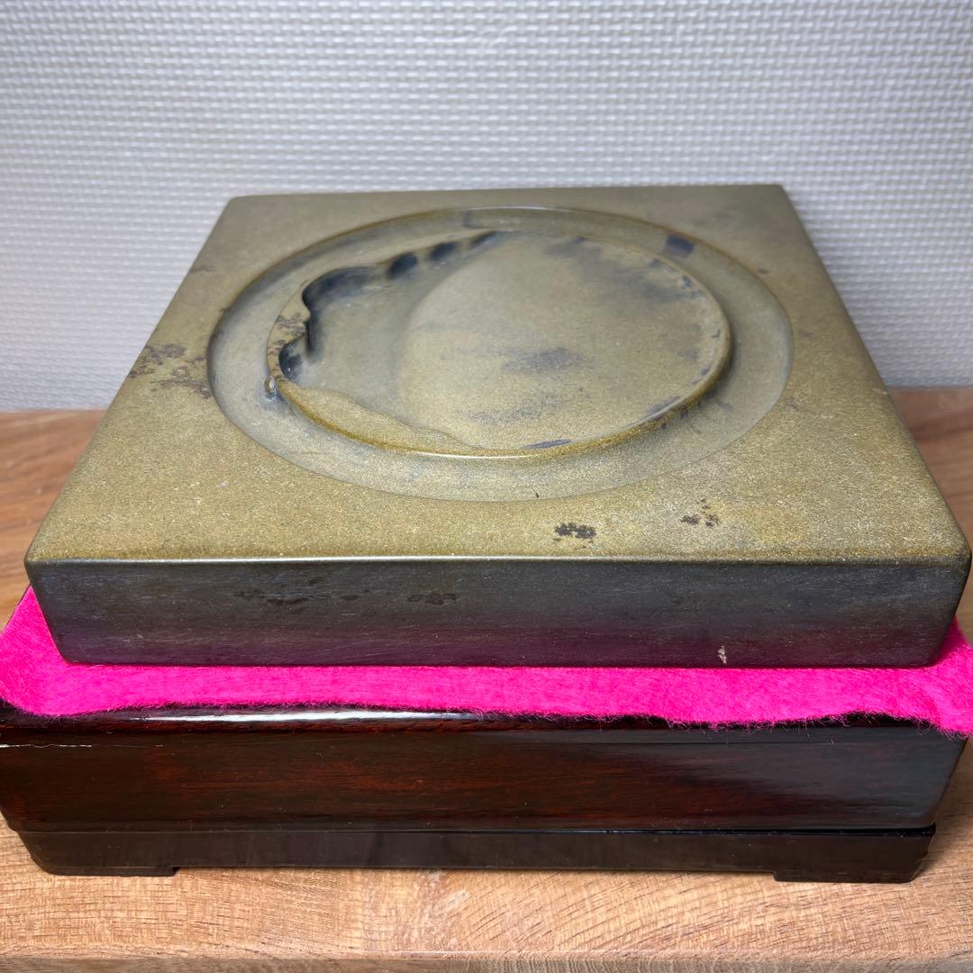 ⭕️澄泥硯　⭕️正方硯　中国　縁起の金運シンボル　ヒキガエル　色合い綺麗