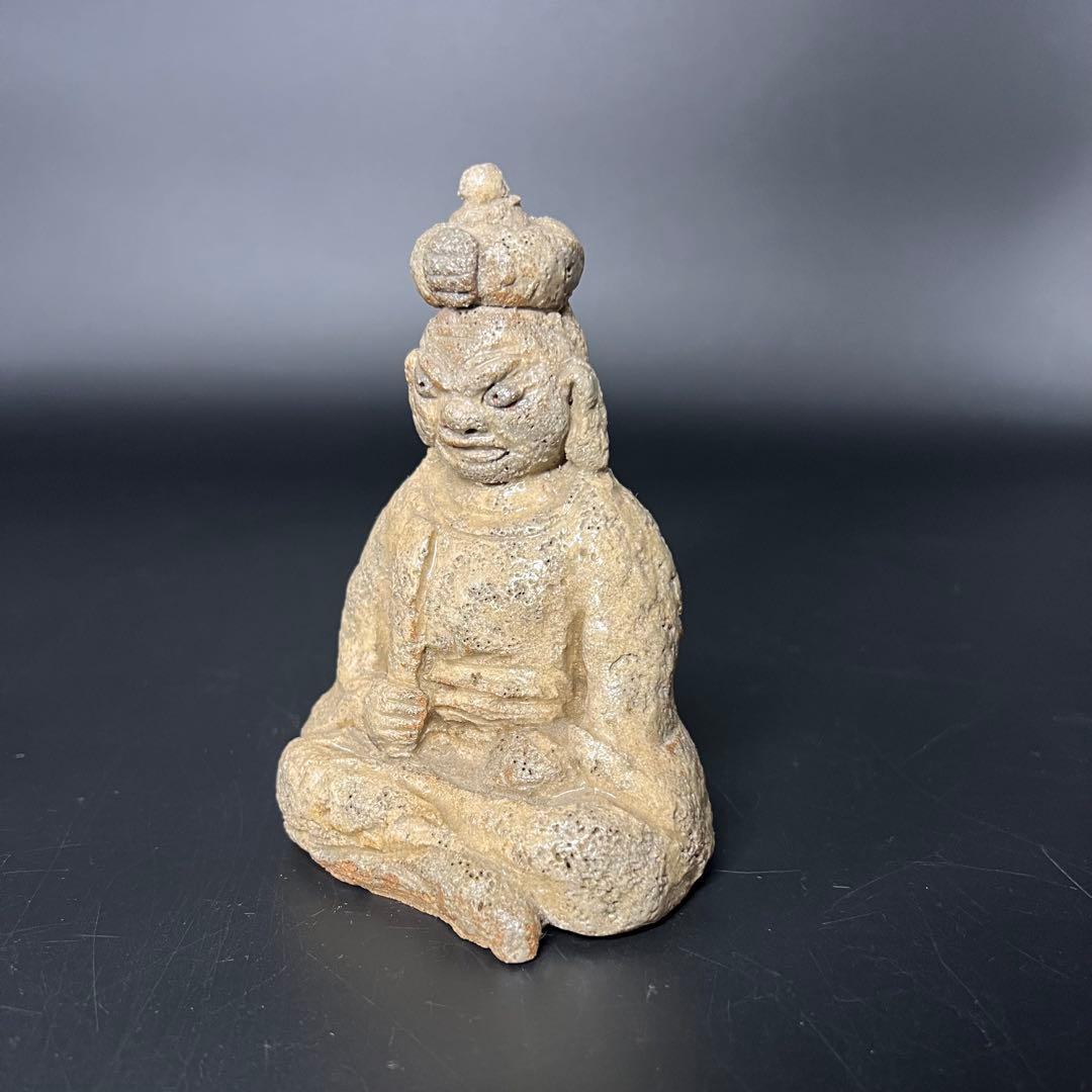 ◎古道具 庵々◎時代物 陶製 閻魔大王像 古陶 仏像 骨董品◎置物仏教美術古美術