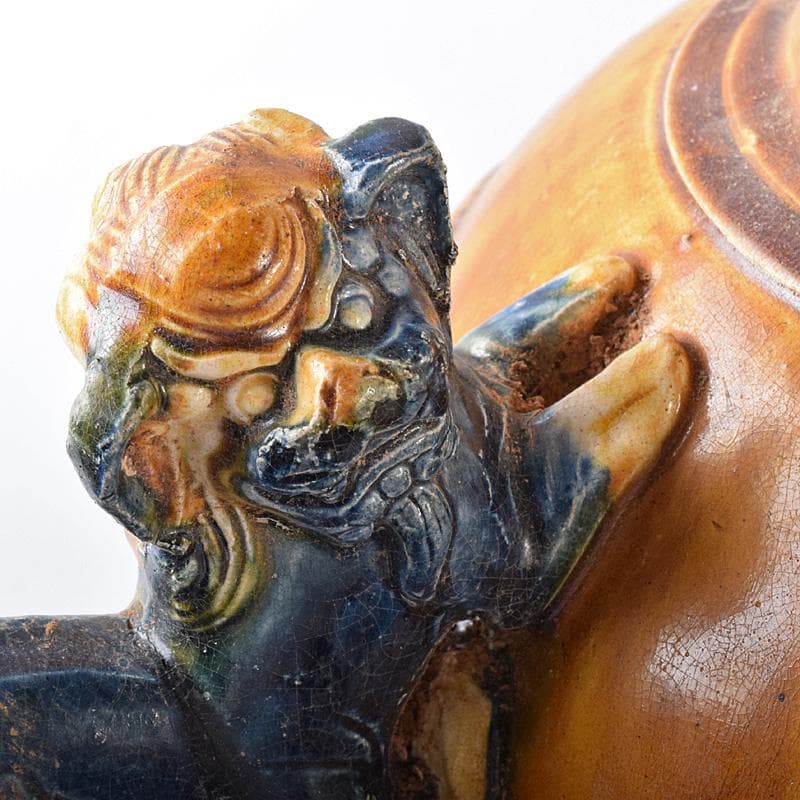 中国　唐三彩　獅子取手　獅子口　執壷　水注　V　R8340B