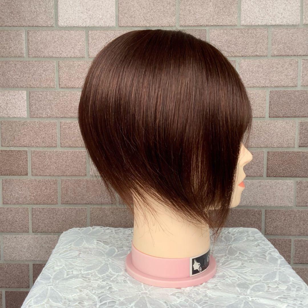 人毛100% 総￼手植 医療用部分ウィッグ ヘアピース ダークブラウンブラック