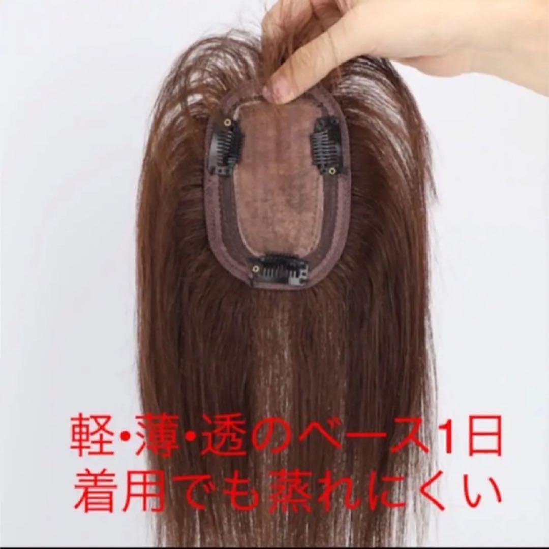 人毛100% 総￼手植 医療用部分ウィッグ ヘアピース ダークブラウンブラック