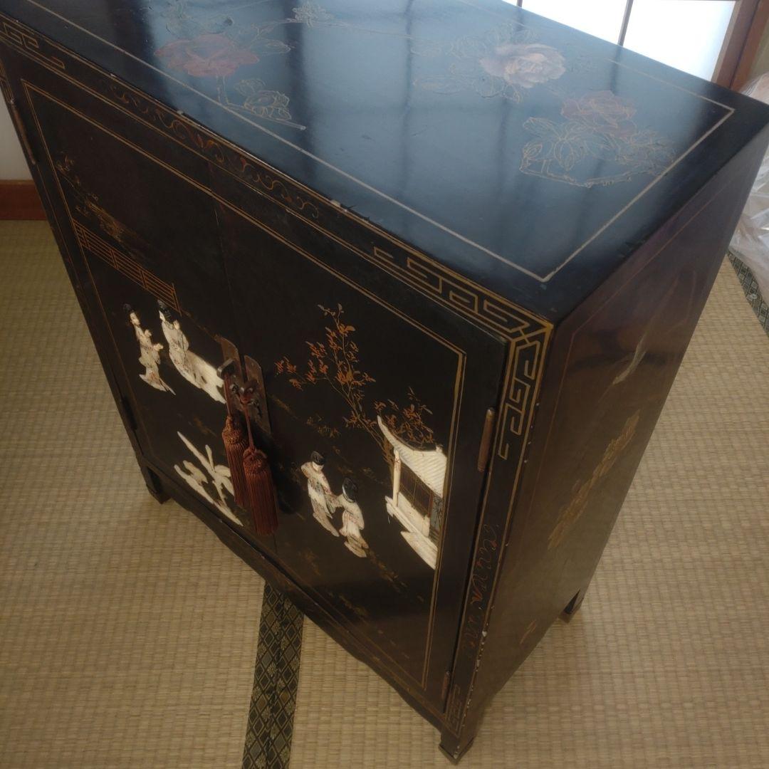 中国家具 キャビネット　花鳥　中国古玩 玉石 石細工 アンティーク