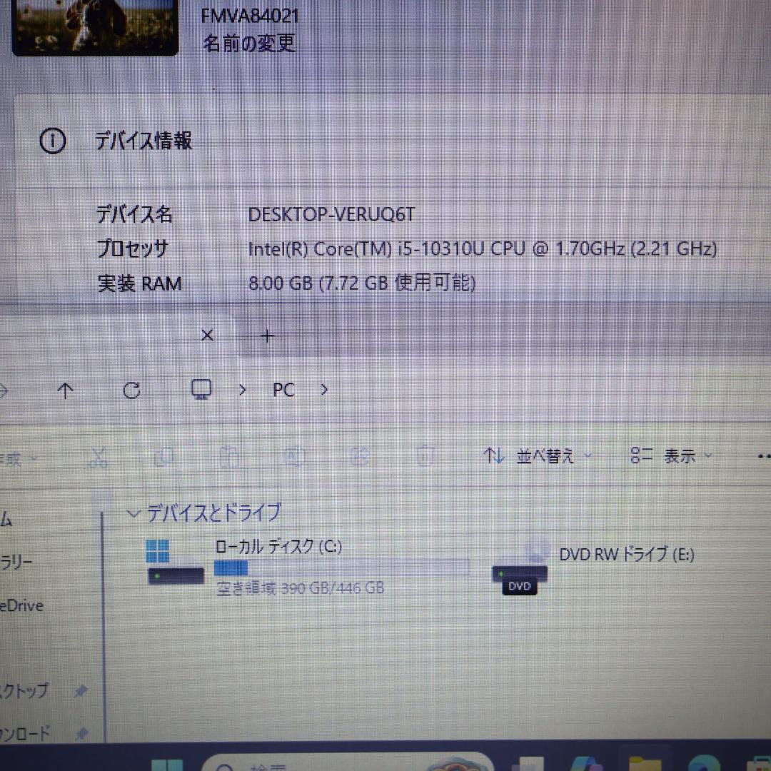 Win11公式対応10世代i5/メ8/新品SSD/DVD/無線/カメラ/HDMI