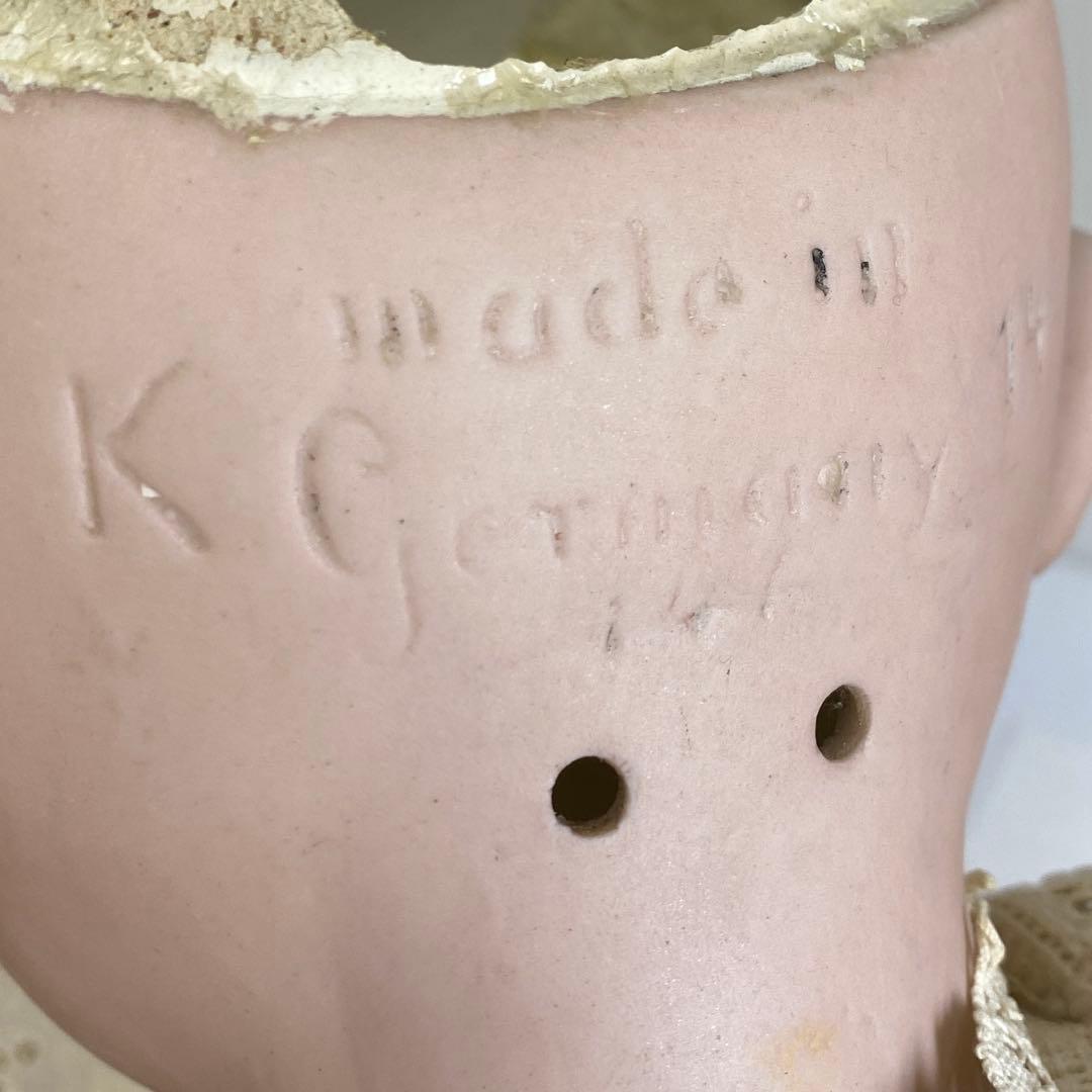 ドイツ製　アンティーク　ビスクドール　ブルースリープアイ　オープンマウス首裏に銘