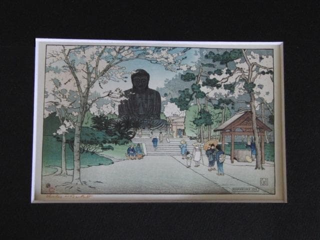 チャールズ・バートレット、【鎌倉大仏】、希少な額装用画集より、美品、新品額装付