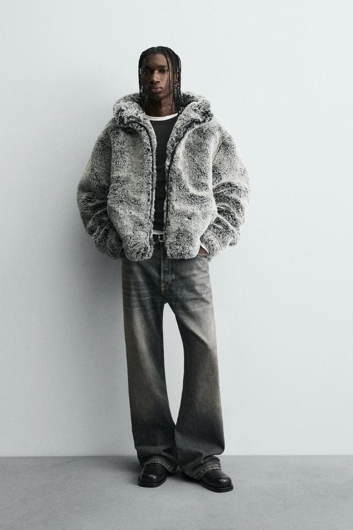 ZARA ザラ フェイクファー フード付きジャケット M