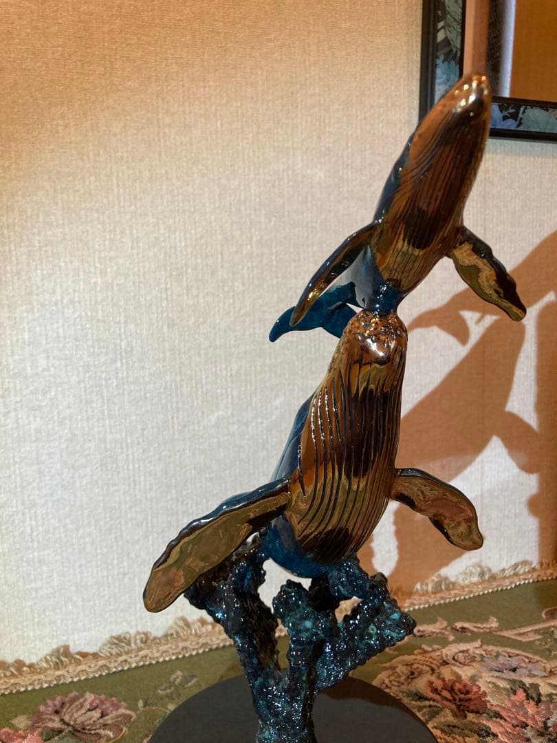 【美品・作品保証書有り】クリスチャン・リース・ラッセン　クジラの彫刻