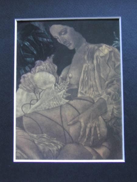 池田満寿夫、【貝を持つヴィナス】、豪華・希少画集画、新品高級額・額装付