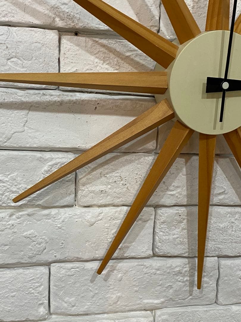 ②⭐️【全国送料無料】ビンテージ　ミッドセンチュリー　サンバースト クロック　時計