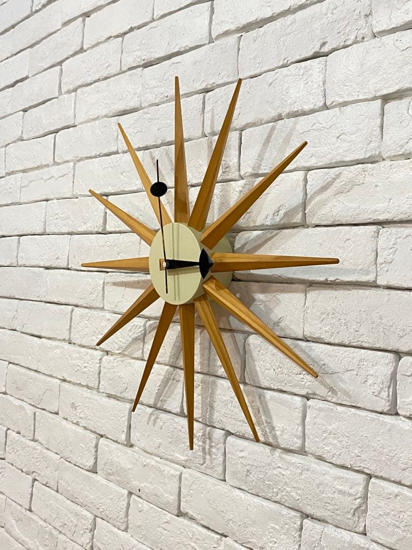 ②⭐️【全国送料無料】ビンテージ　ミッドセンチュリー　サンバースト クロック　時計