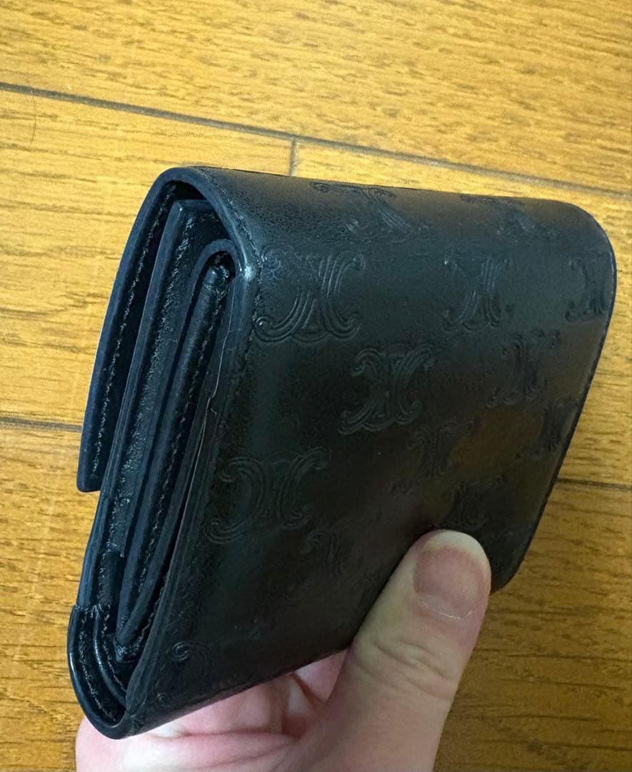 CELINE ブラックレザー三つ折り財布